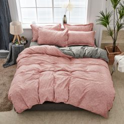 Parure de Lit bicolore rose Poudré et gris