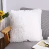Housse de Coussin 45x45 Fausse Fourrure Blanc