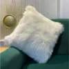 Housse de Coussin en Fausse Fourrure Blanc
